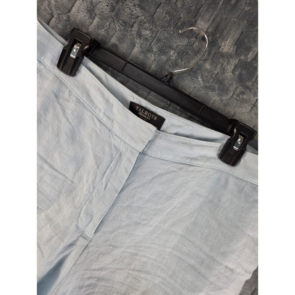 Talbots Heritage Wide Leg Pants 12P Light Blue 100% Pure Irish Linen Petite